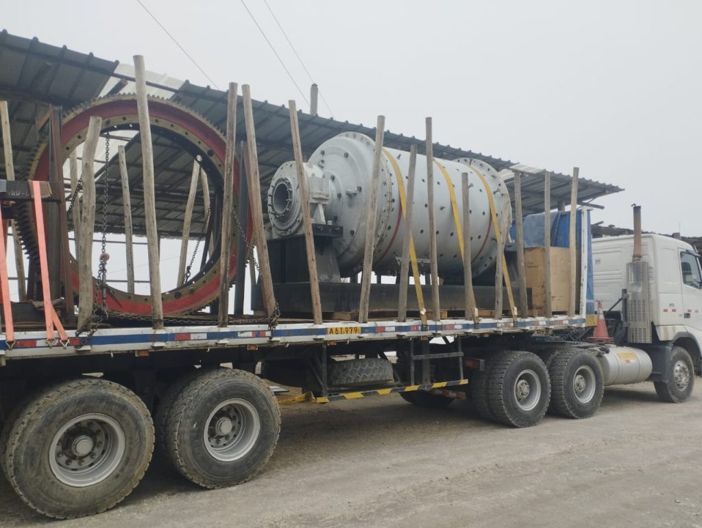 Ball mill loaded for transport