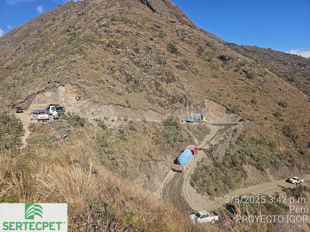 Ball mill in transit, climbing the steep access road